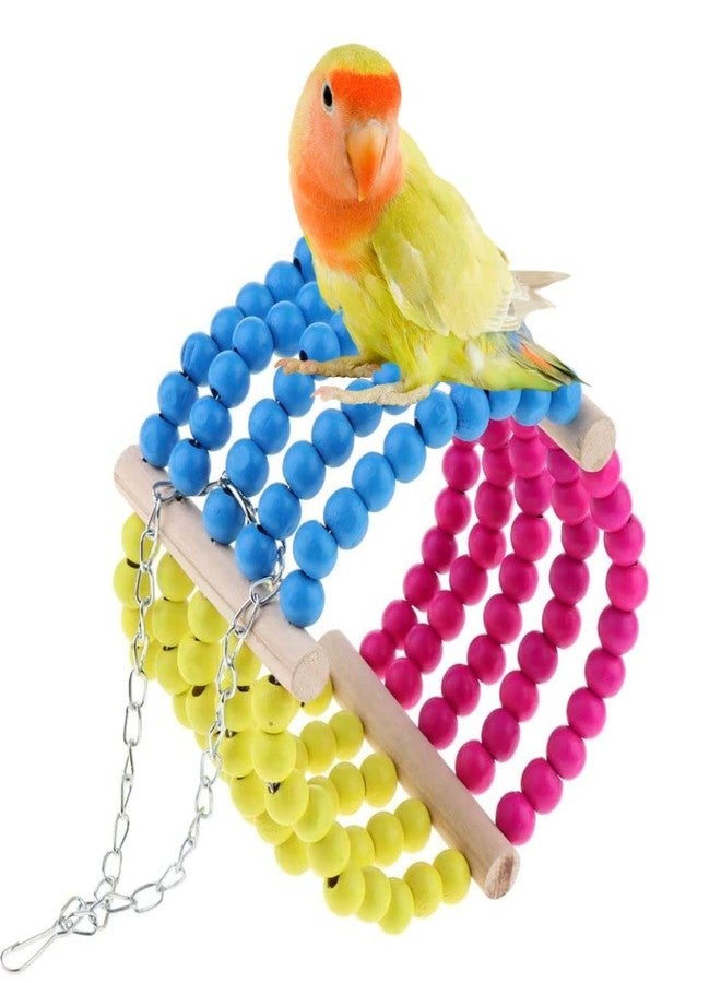 Western Era Wooden Colorful Beads Swing Interactive & Lovely Toy Provide Exercise, Training, Relief Boredom Suitable for Sun Conure, Parakeet, Cockatiel & Other Medium Birds - Image 1